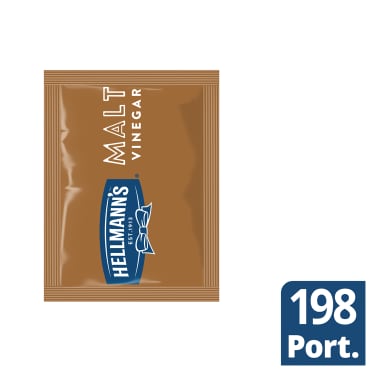 Hellmann's Malt Vinegar Sachets 198x7ml - Malt Vinegar is one of the 8 variants that make up 99% of sachet market value sales2, making it a key component of a full sachet range